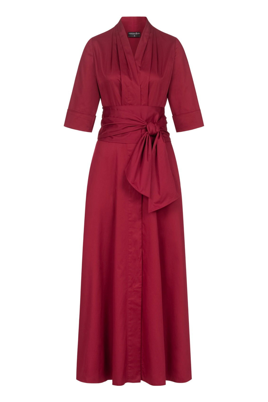 Maxiblusenkleid mit abnehmbarem breiten Gürtel Bordeaux - Marianna Déri