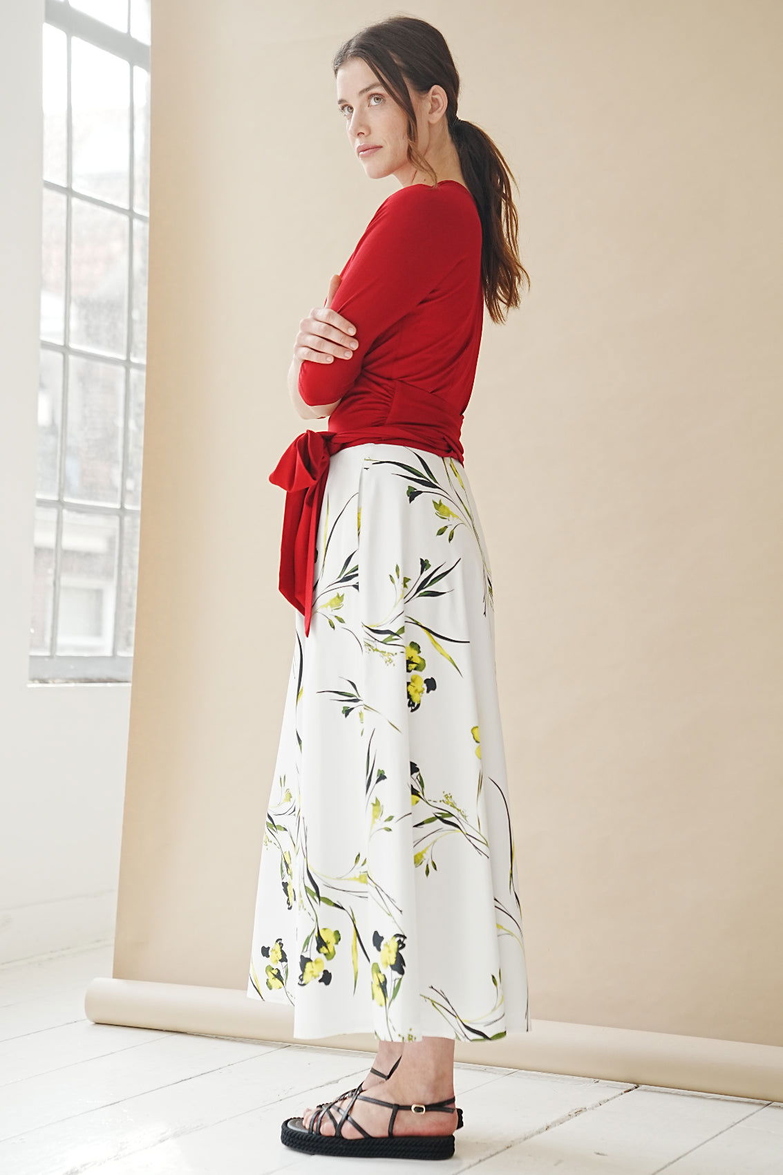 Maxirock mit Rapsblüten-Print Weiß - Marianna Déri