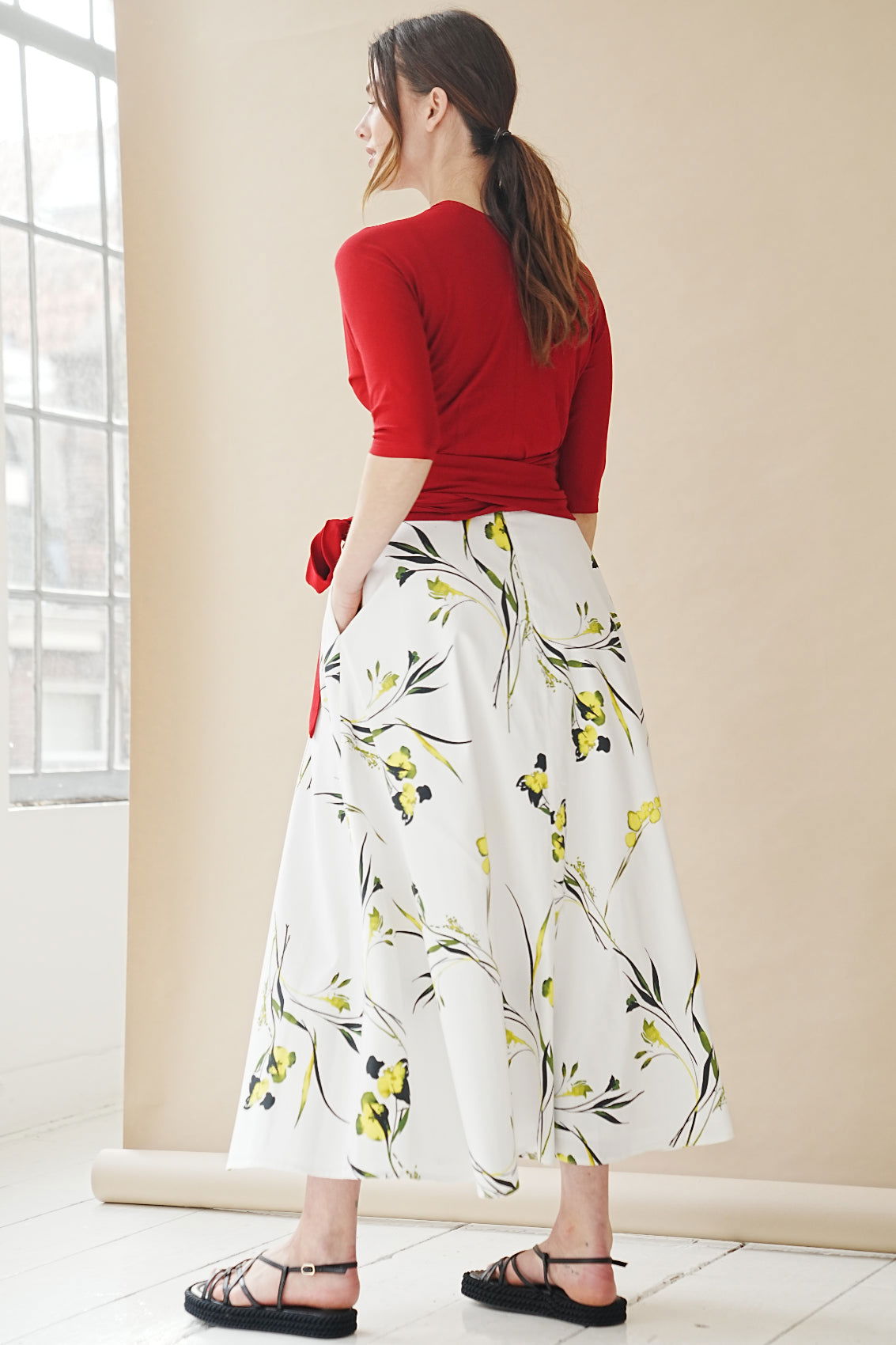 Maxirock mit Rapsblüten-Print Weiß - Marianna Déri