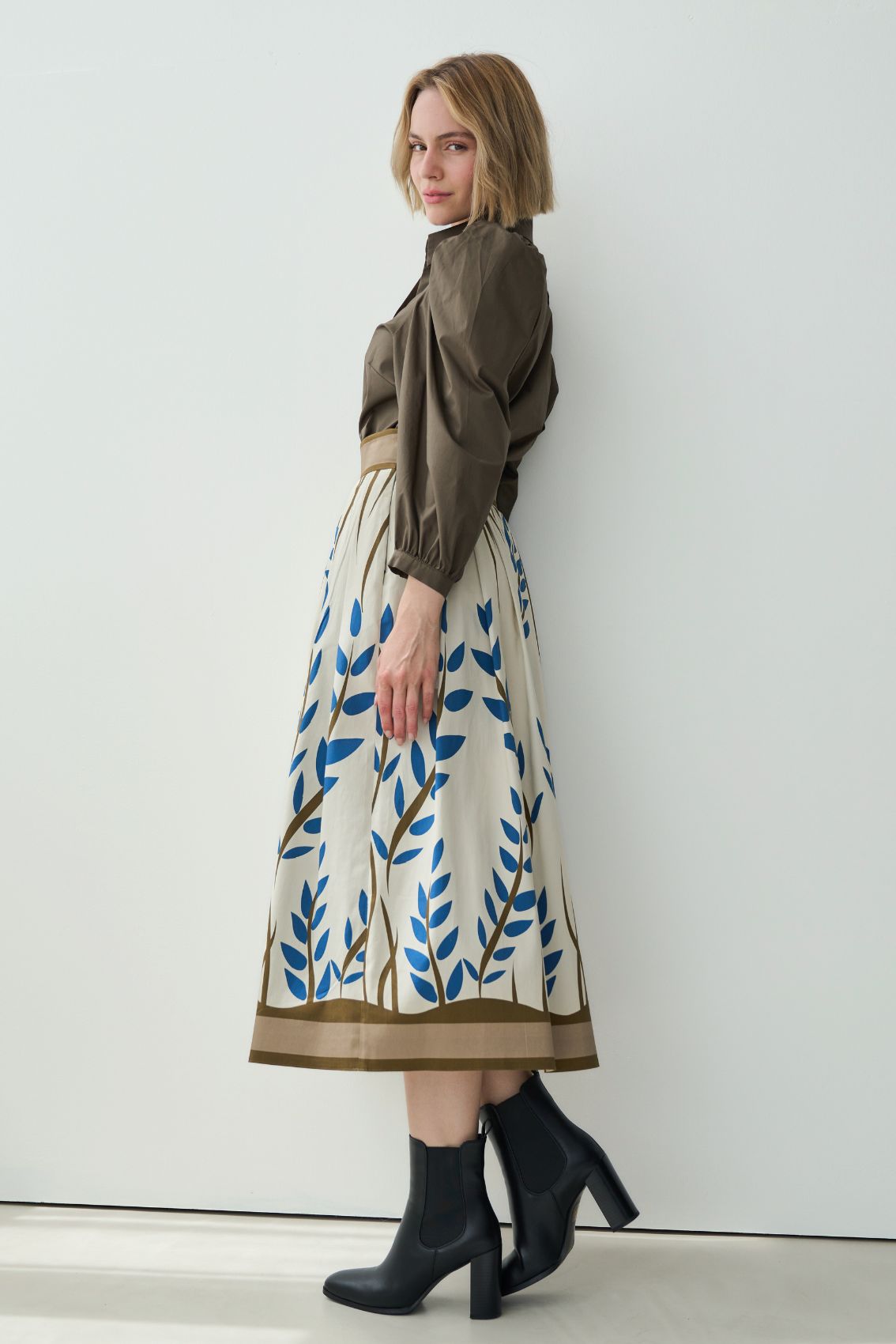 Midirock mit Zweig-Print - Marianna Déri