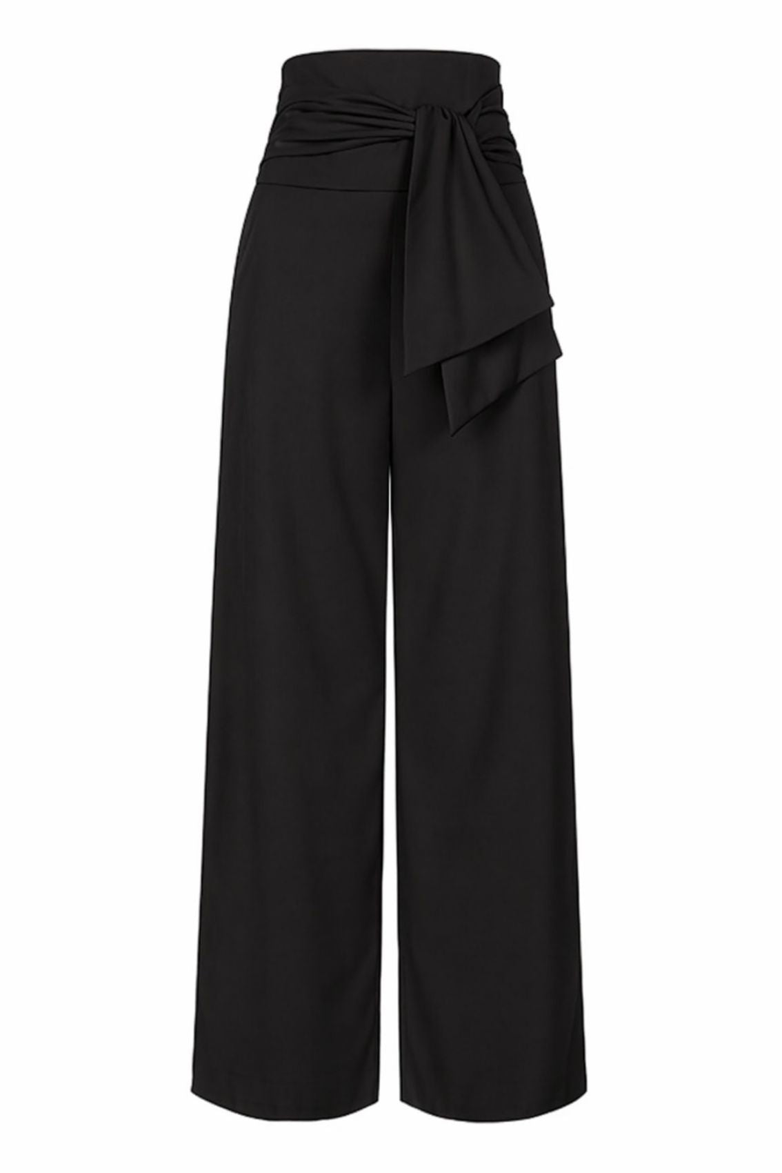Weite Hose mit Bindegürtel Schwarz