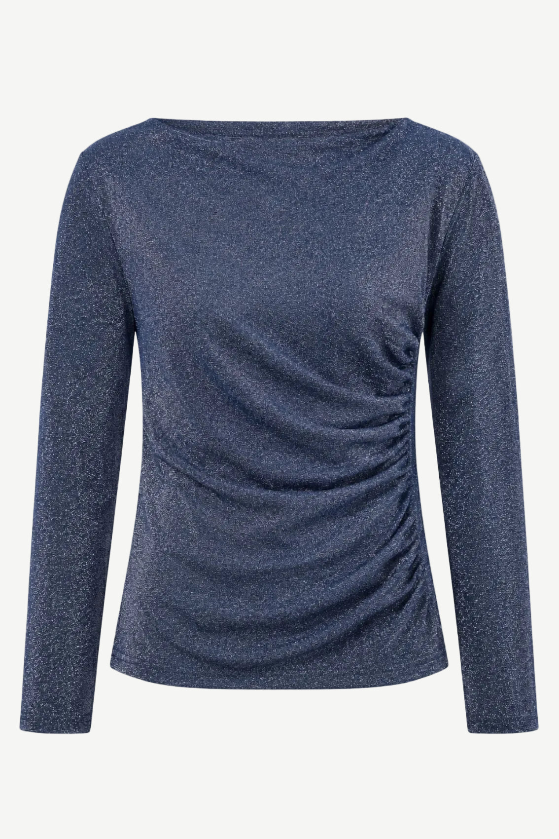 Draped Shimmer Top Midnight Blue
