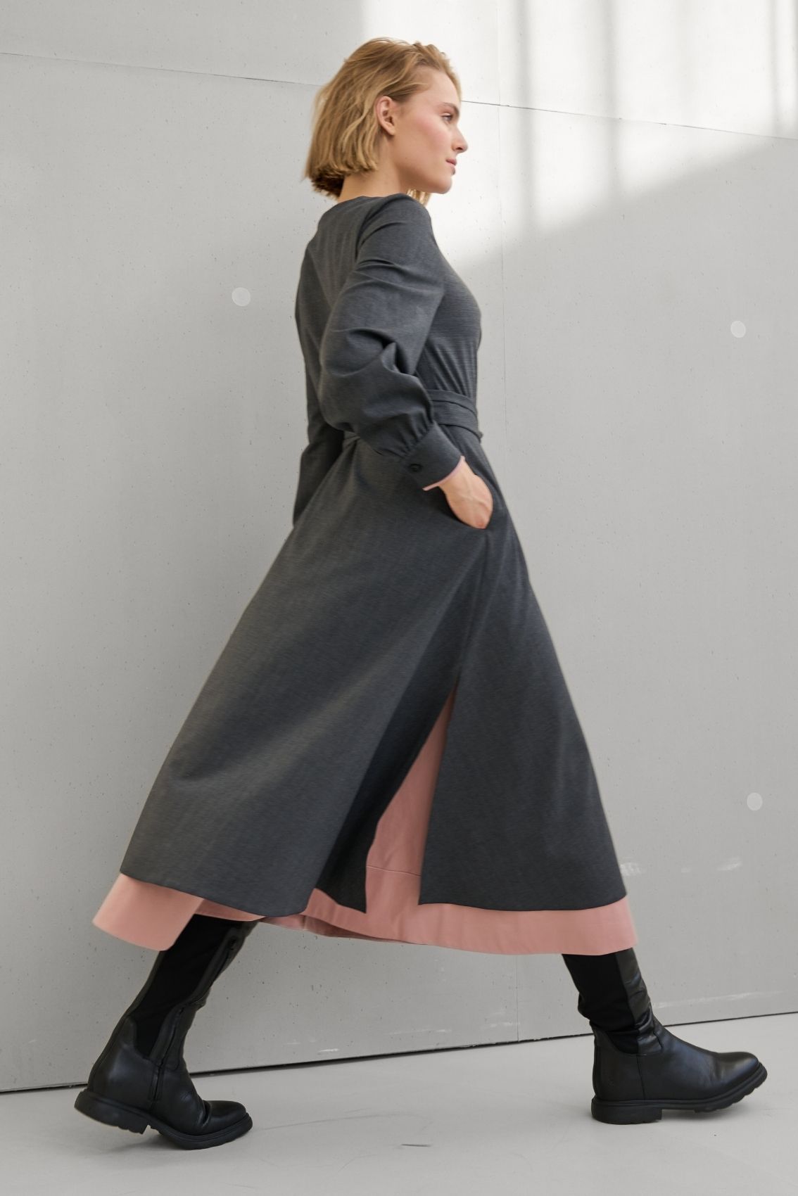 Wickelkleid Grau & Zartlila - Marianna Déri