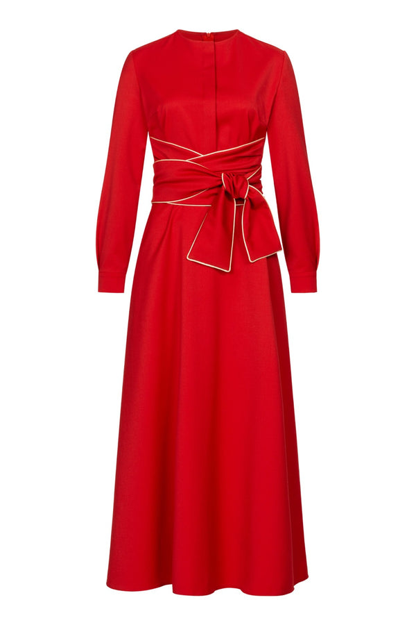 Red Wool-Blend Maxi Dress