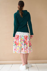 Dot and Floral Print Skirt