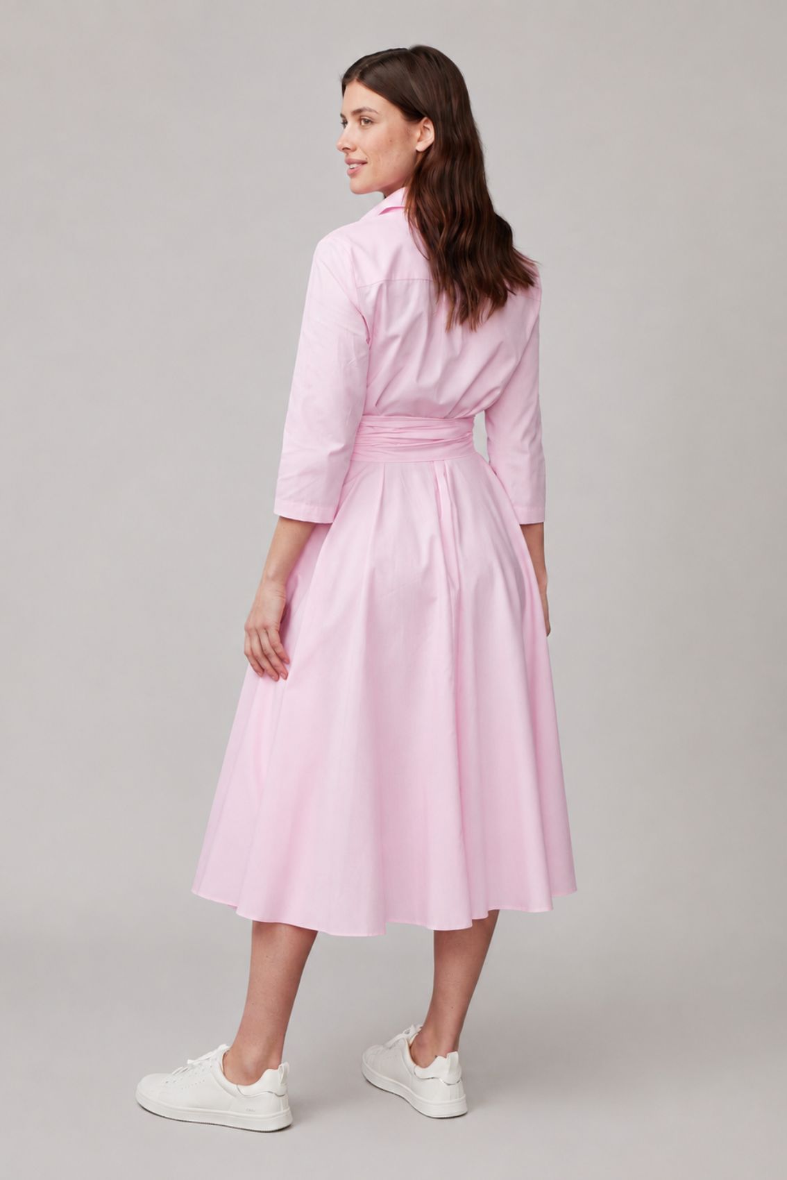Blusenkleid mit Bindegürtel Rosa
