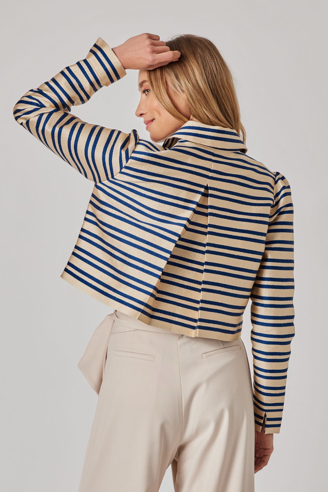 Kurzjacke mit Streifen Gold-Blau