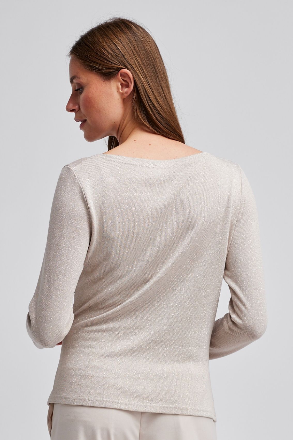 Draped Shimmer Top Champagne