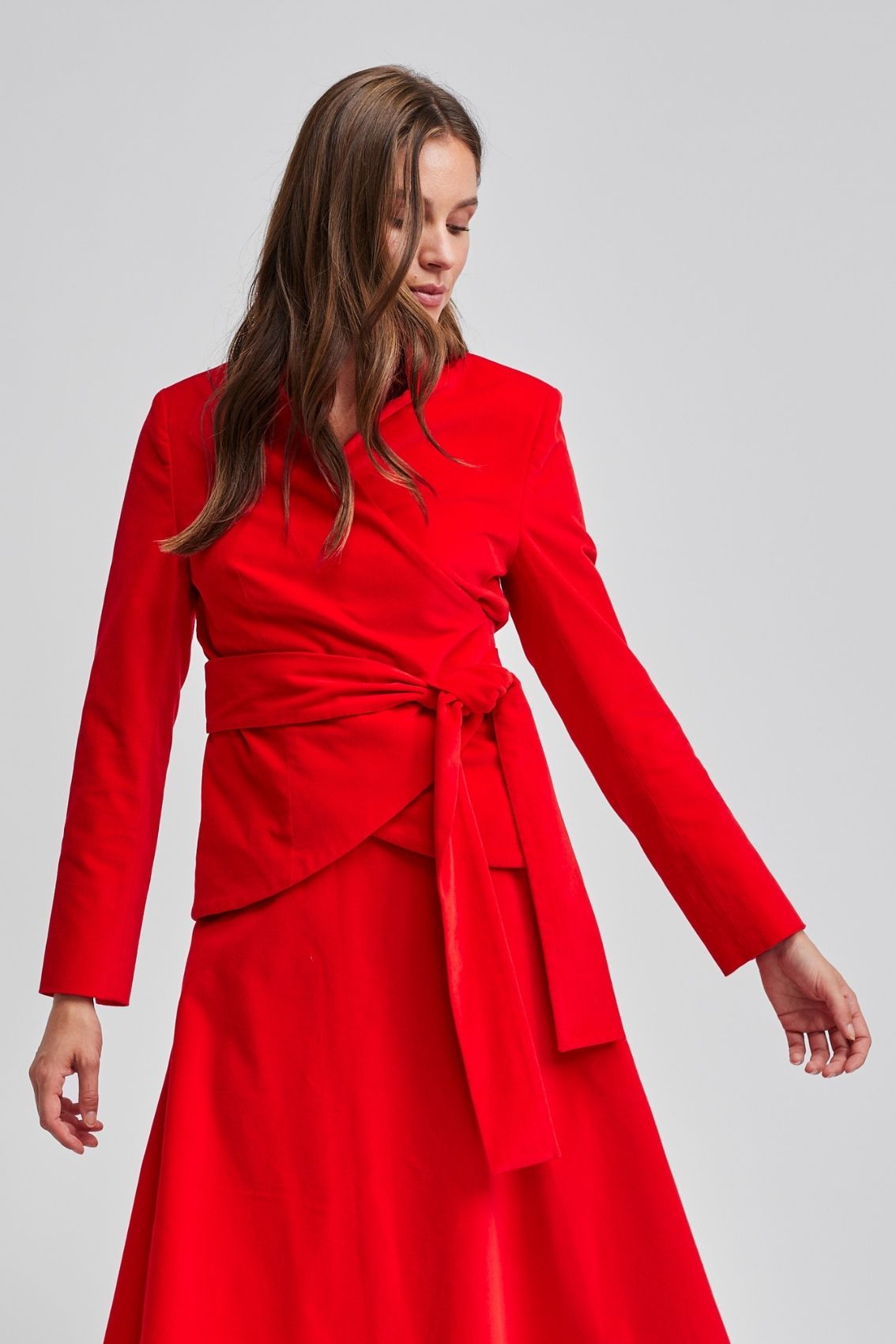 Wickel-Jacke Samt-Rot