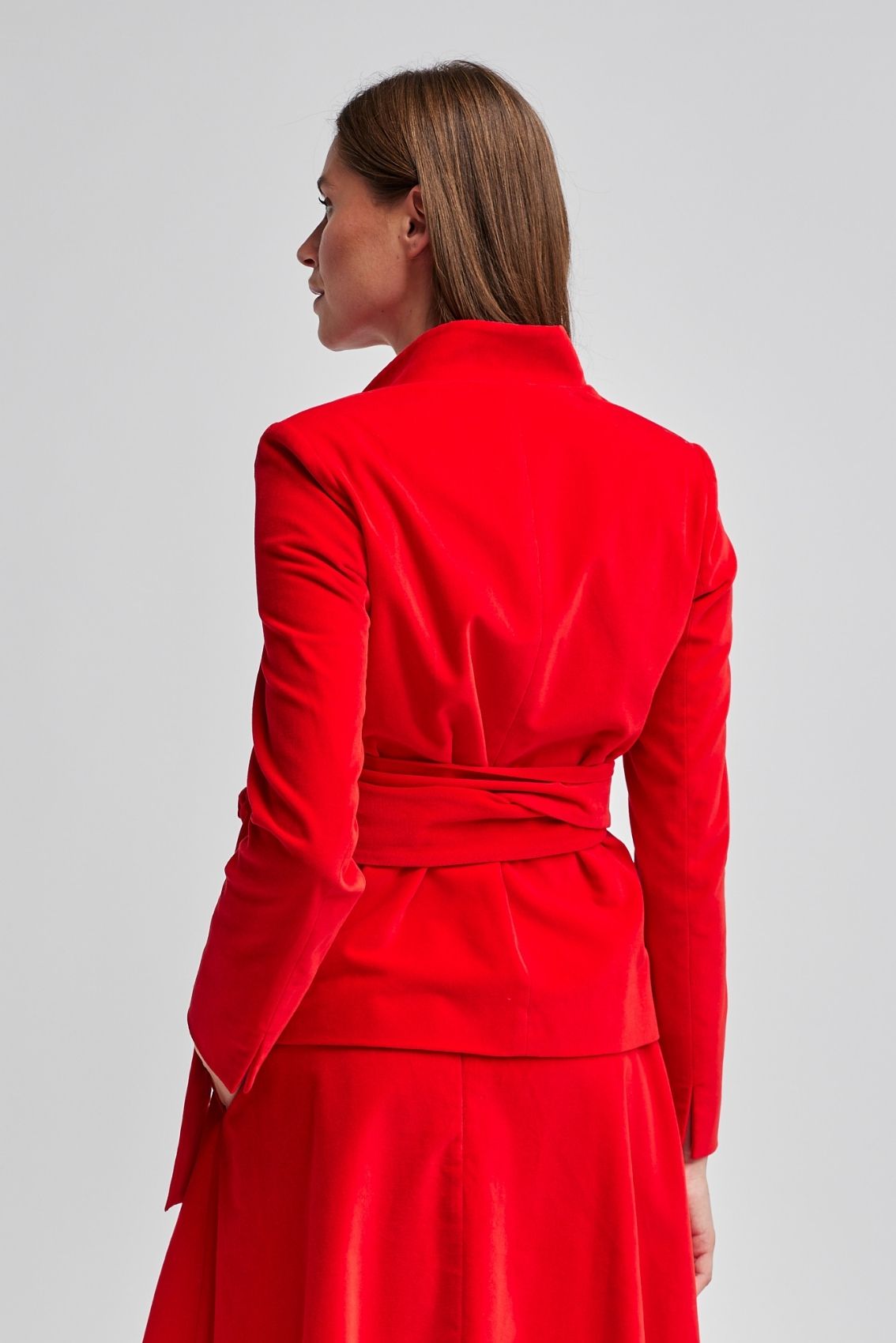 Wickel-Jacke Samt-Rot