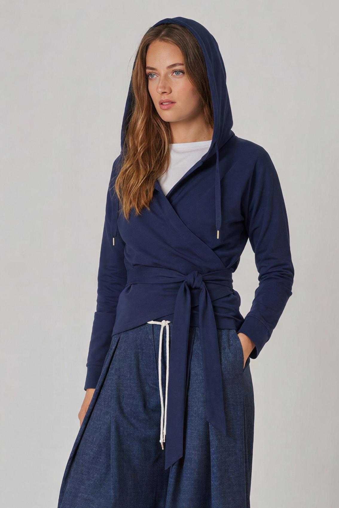 Wrap Hoodie Navy