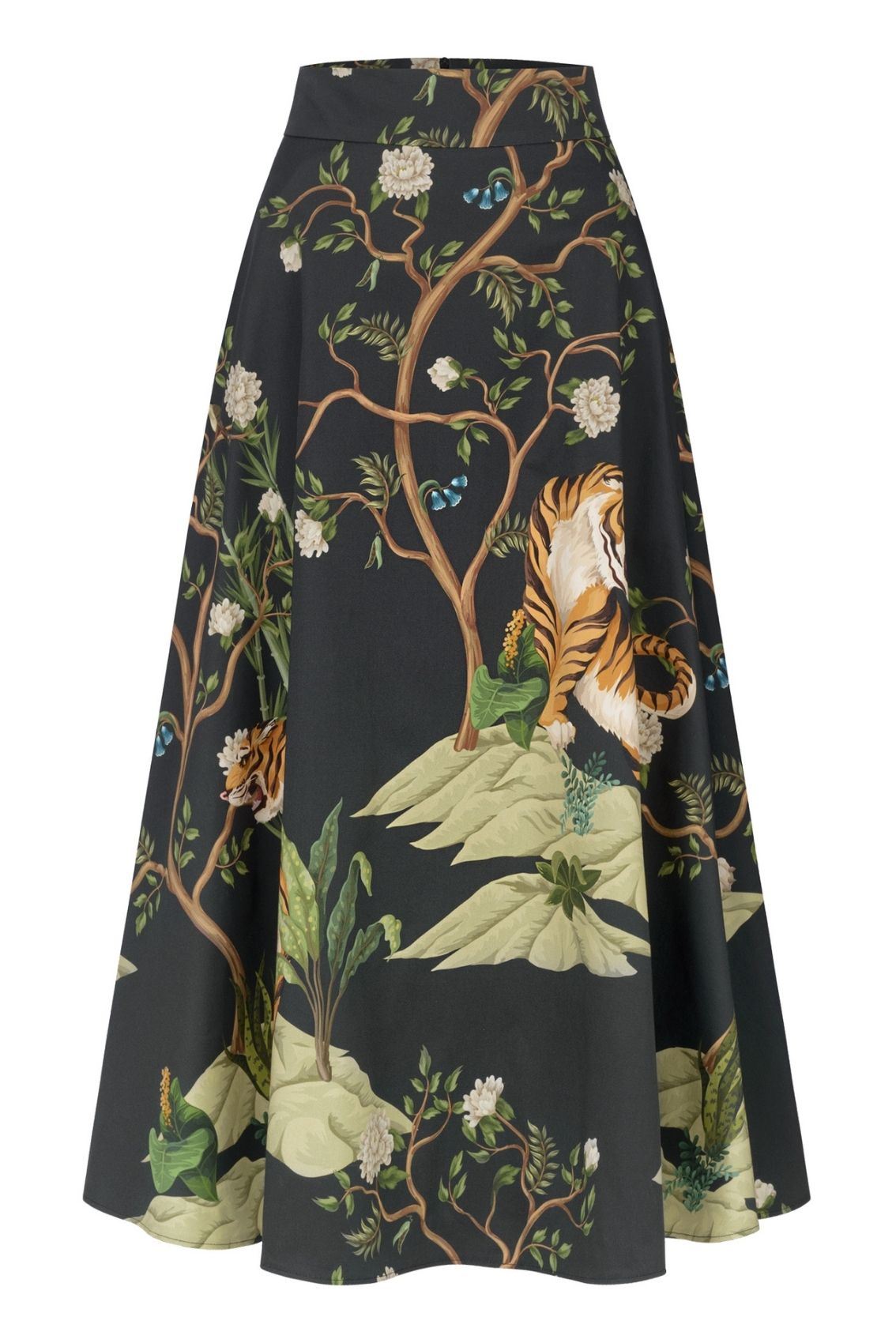 Maxirock mit Tiger-Print Schwarz