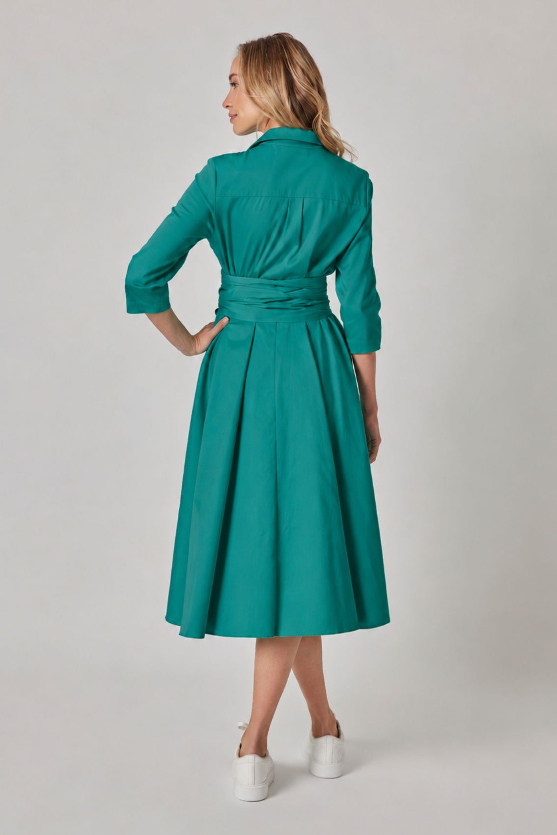 Jade Green Shirt Dress with Tie Belt