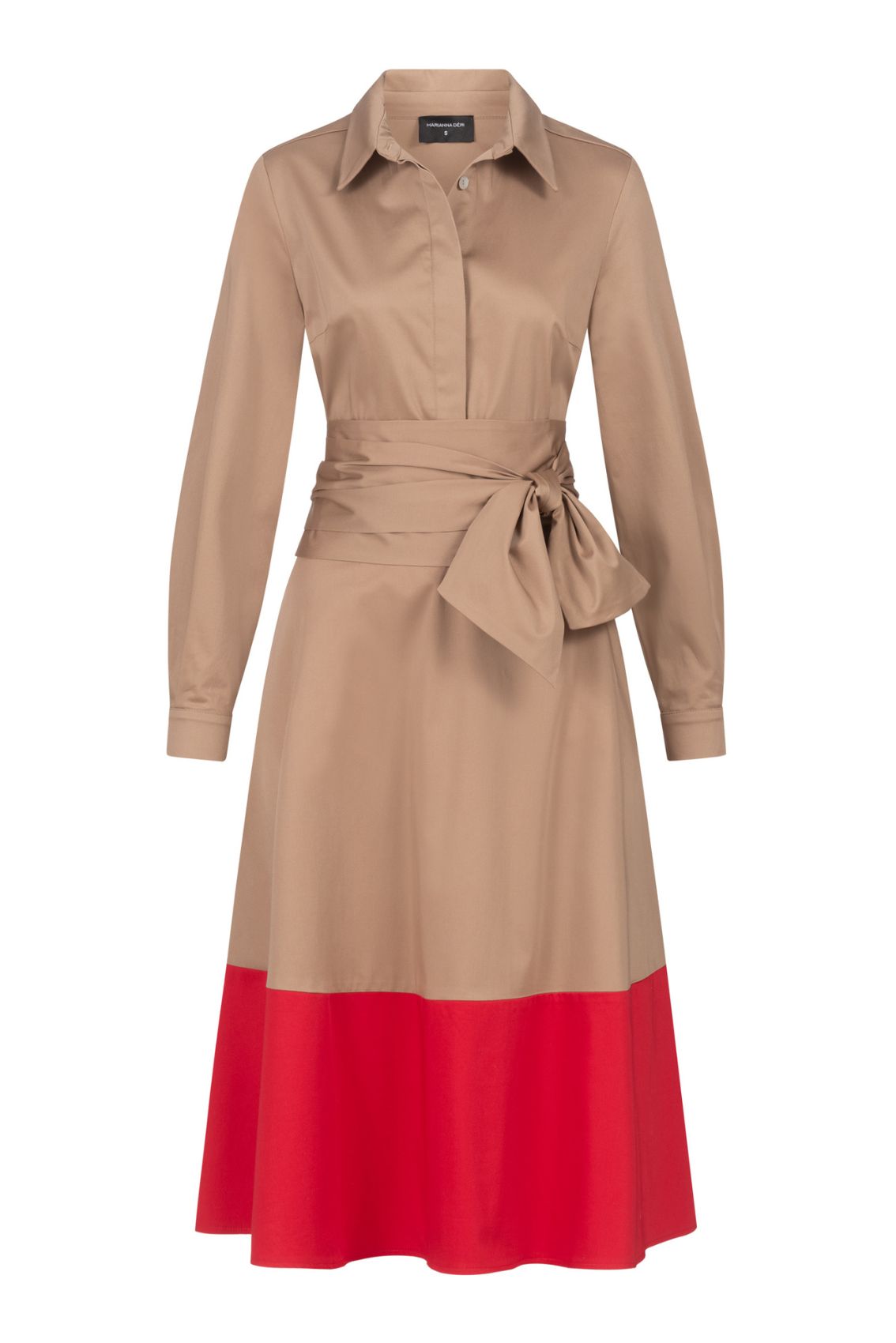 Blusenkleid mit Bindegürtel Karamell-Rot