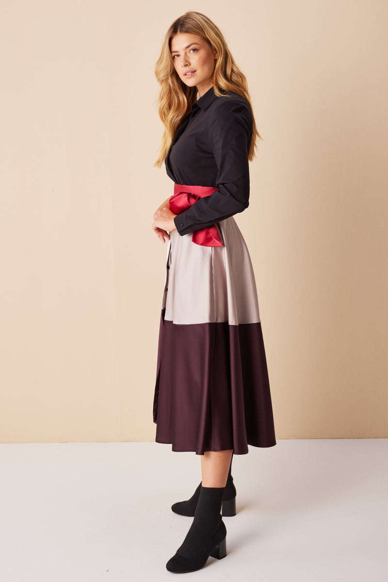 Champagne-Chocolate Colorblock Shirt Dress – Marianna Déri | Blusenkleider