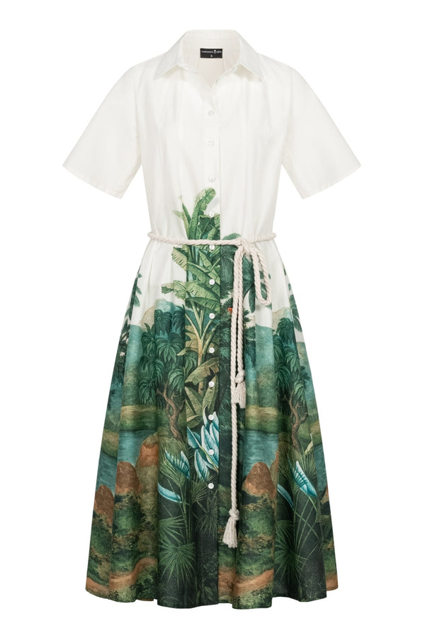 Produktfoto von einem Blusenkleid mit Palmen-Print