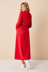 Red Wool-Blend Maxi Dress