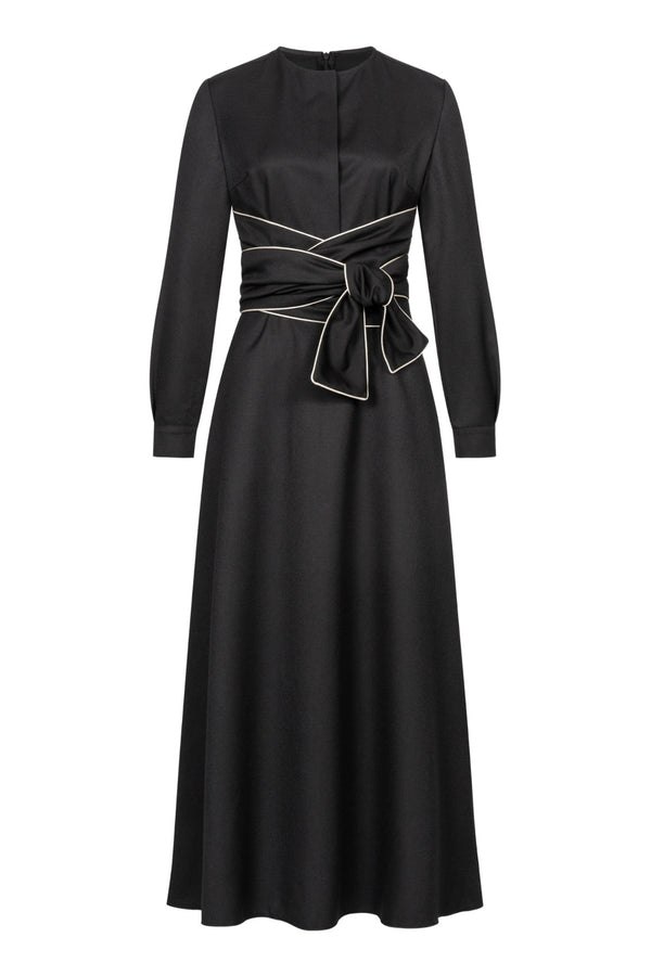 Black Wool-Blend Maxi Dress