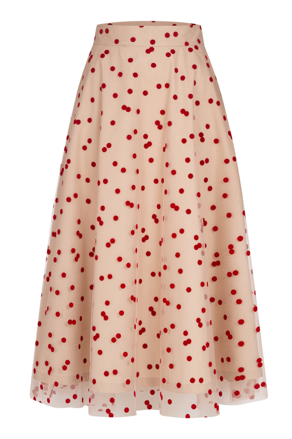 Tulle Skirt with Red Dots