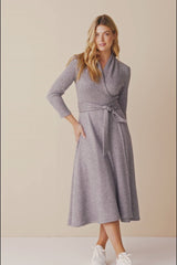 Grey Knitted Wrap Dress