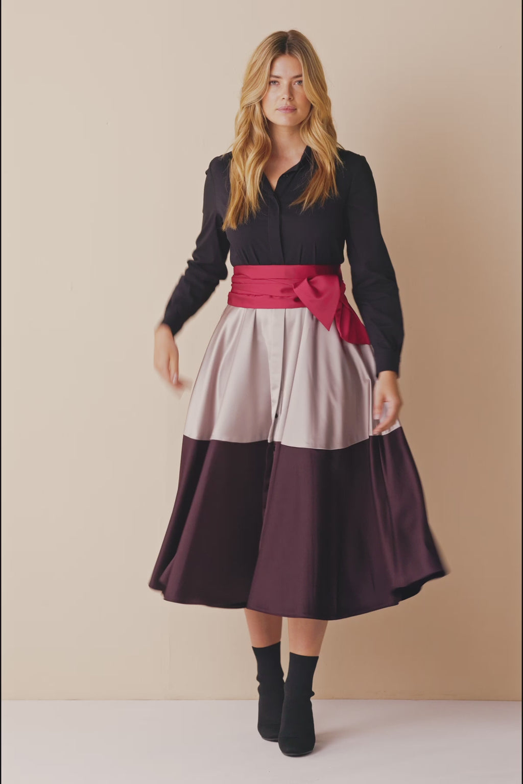 Champagne-Chocolate Colorblock Shirt Dress – Marianna Déri | Blusenkleider
