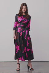 Stencil Floral Print Maxi Dress