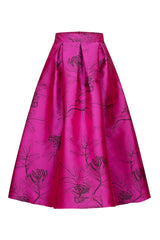 Pink Satin Skirt With Floral Embroidery