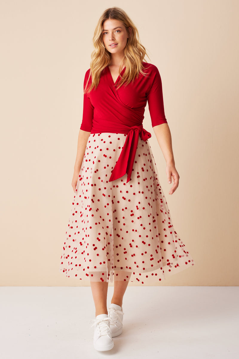 Tulle Skirt with Red Dots