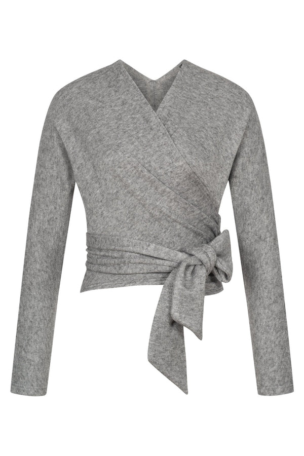 Grey Knitted Wrap Top