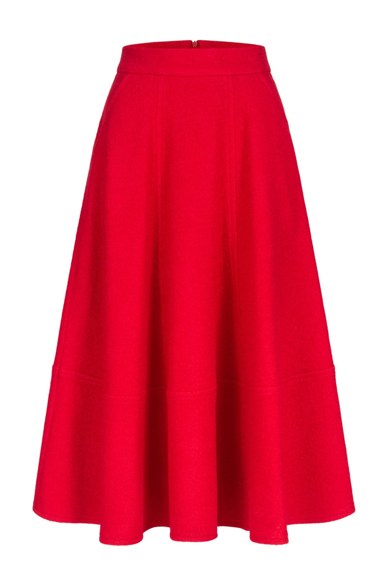 A-line Skirt with Wool Blend Red