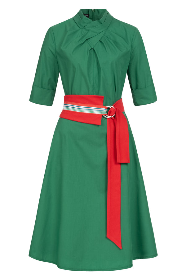 Franchesca Dress Green with Two Belts
