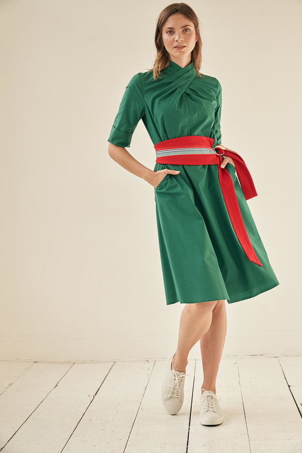 Franchesca Kleid Grün mit zwei Gürtel