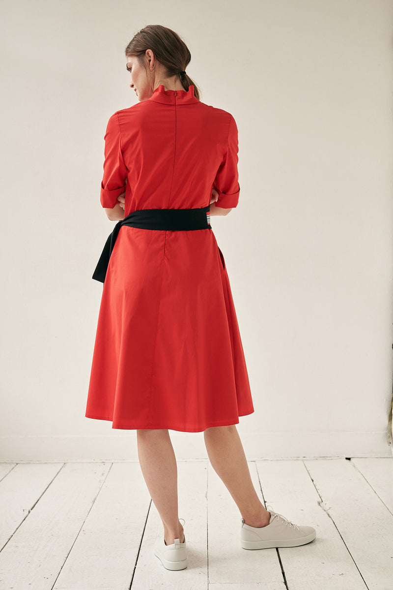 Franchesca Dress Red with Two Belts