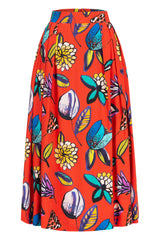 Midi skirt with flower print