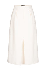 Pencil skirt with wool-blend white