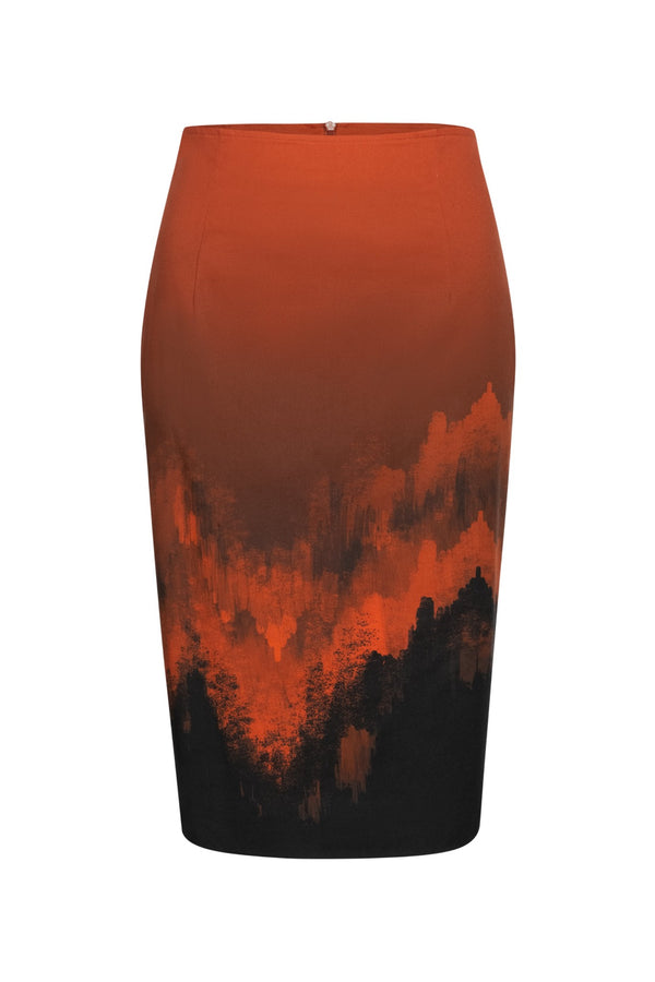 Pencil Skirt With Flame Print