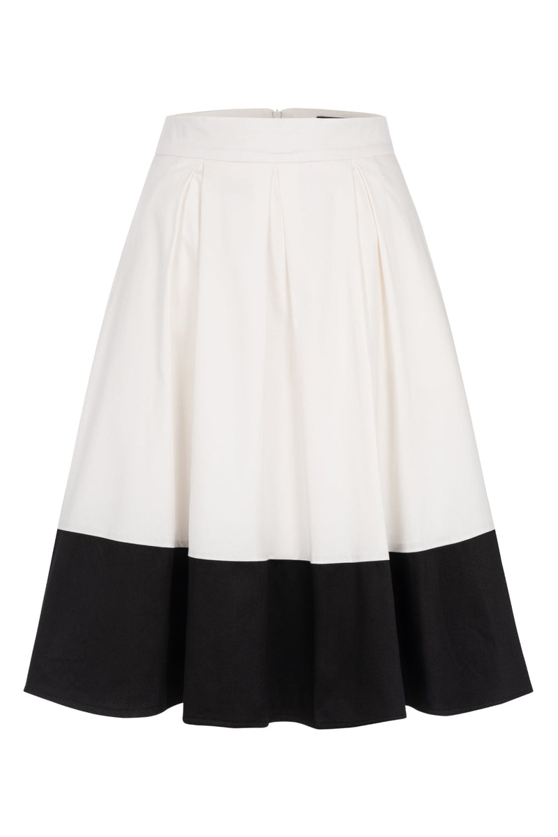 Colorblock A-Line Skirt Creme-Black