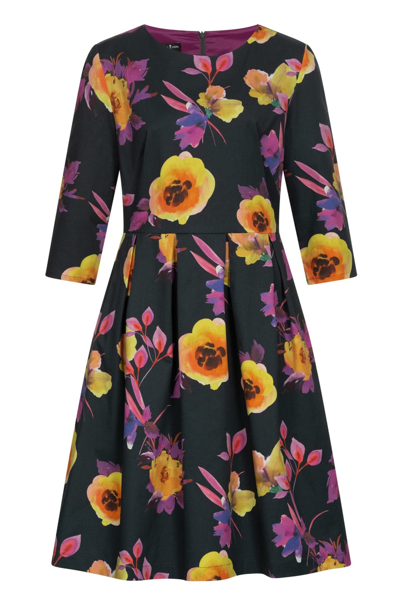 Floral-Print Pleated Dress