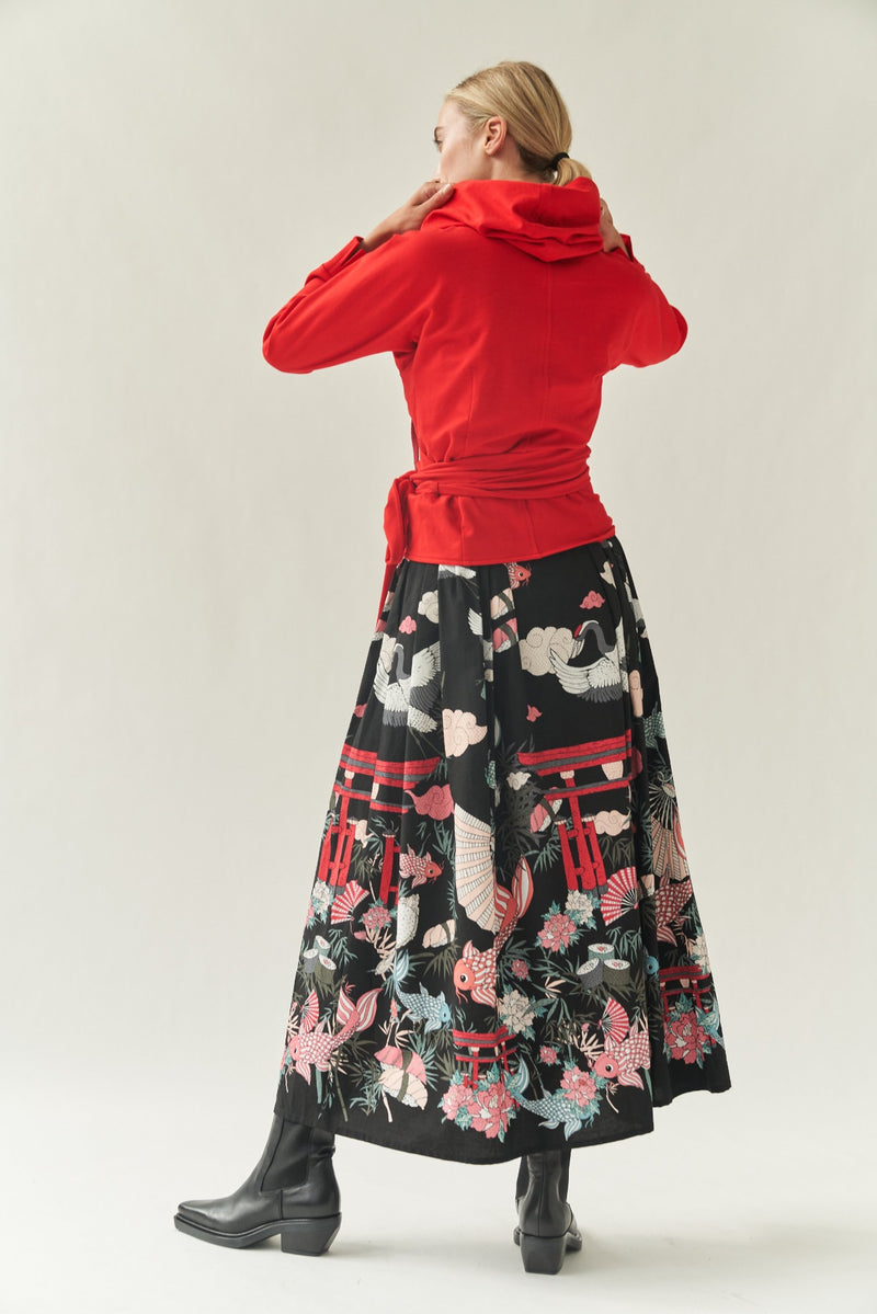 Maxi Skirt With Japanese Print