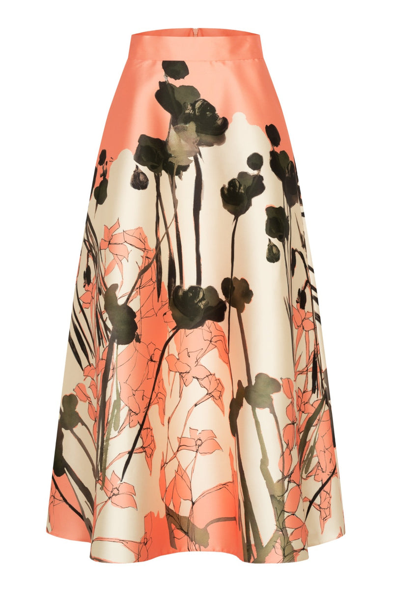 Floral Print A-line Maxi Skirt