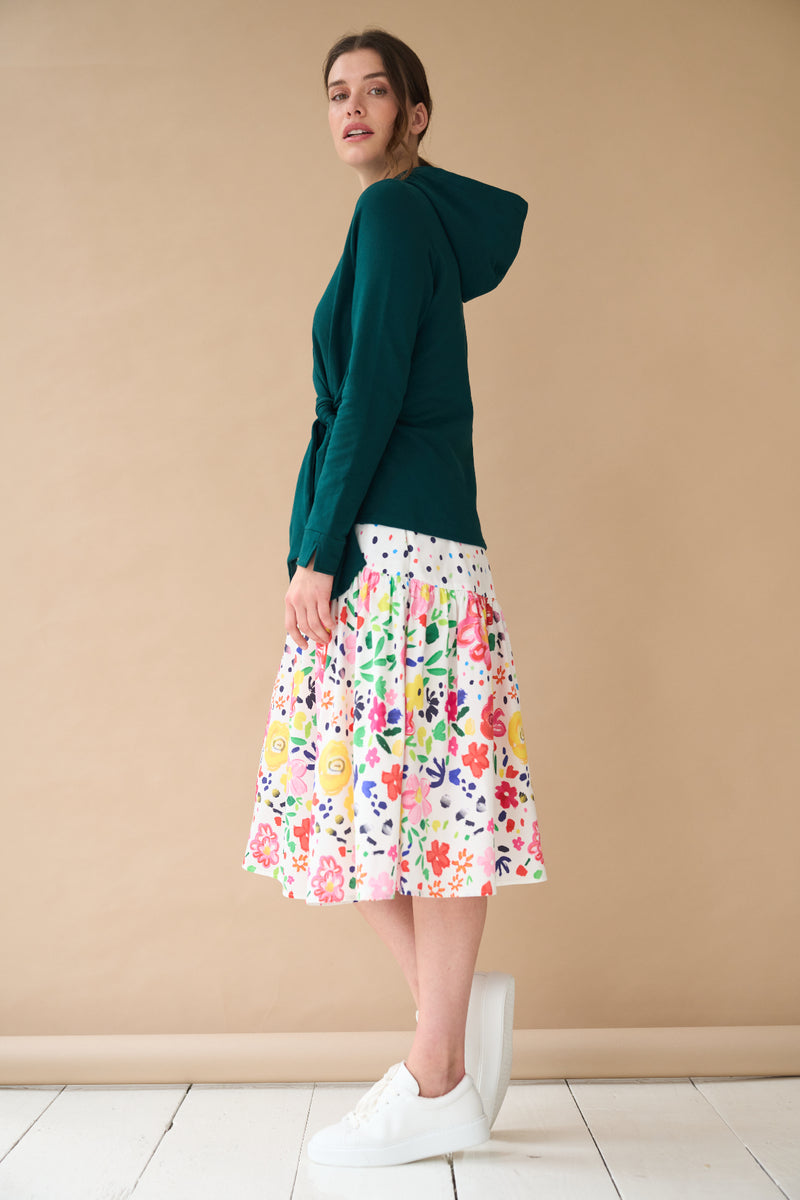 Dot and Floral Print Skirt